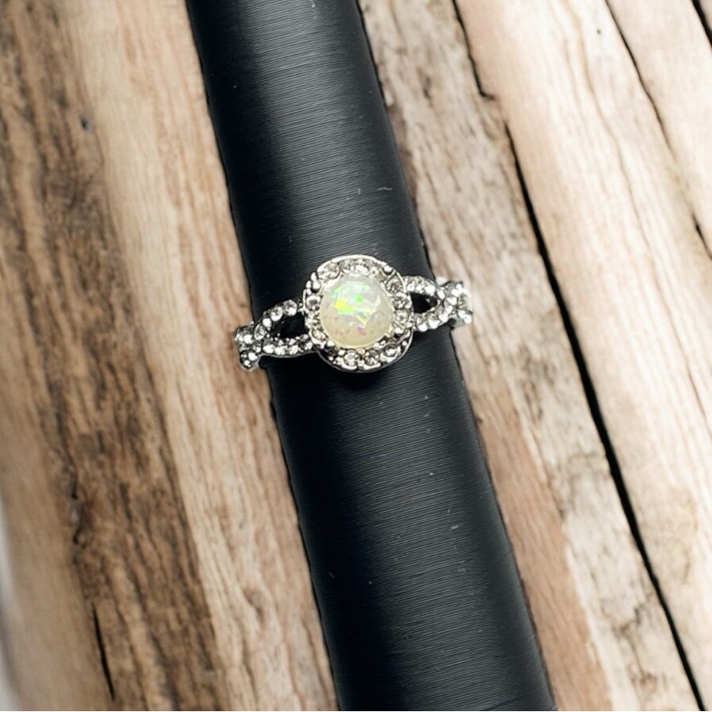 Fire Gold Opal CZ Ring